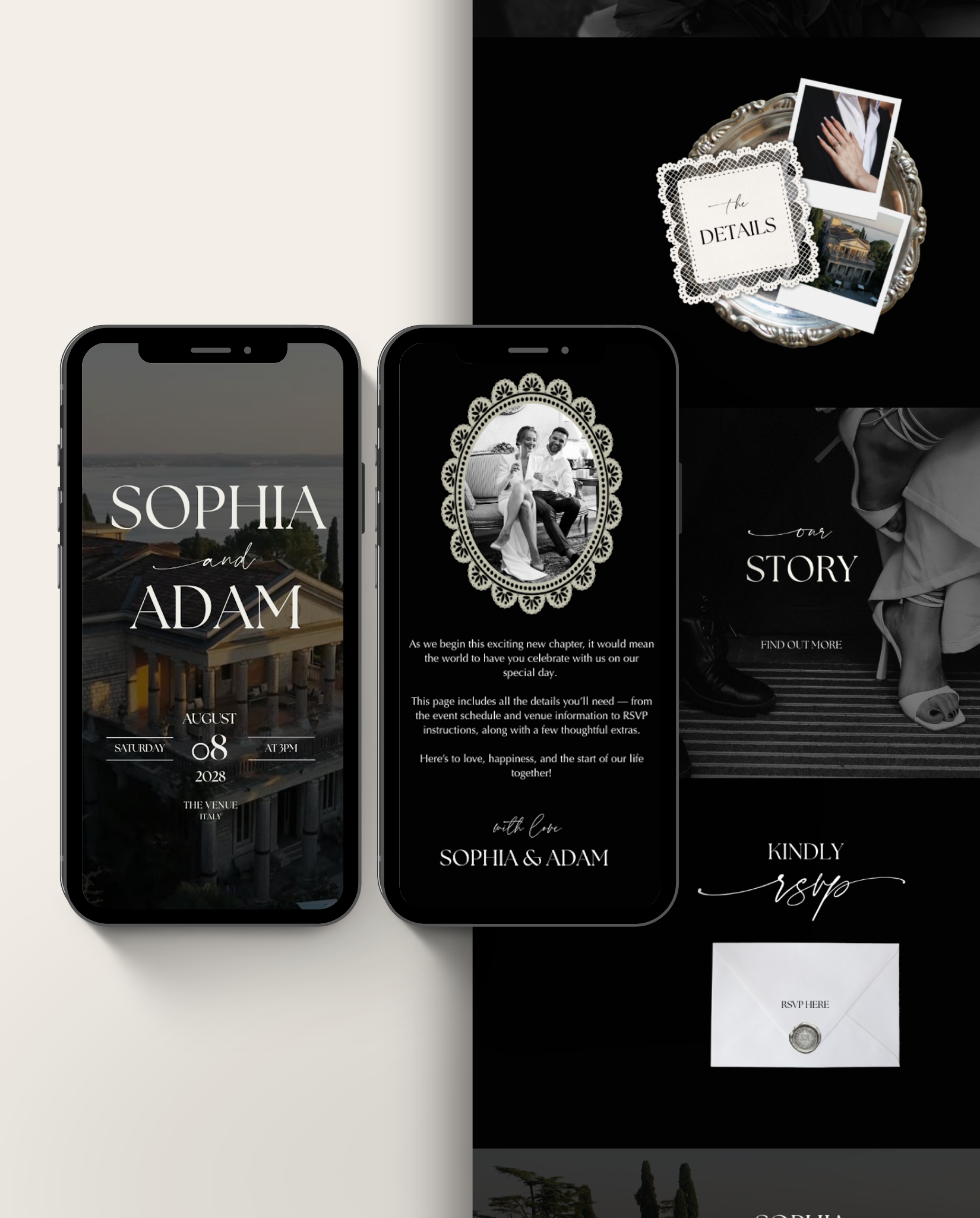 Wedding Website Template - Elegant Black