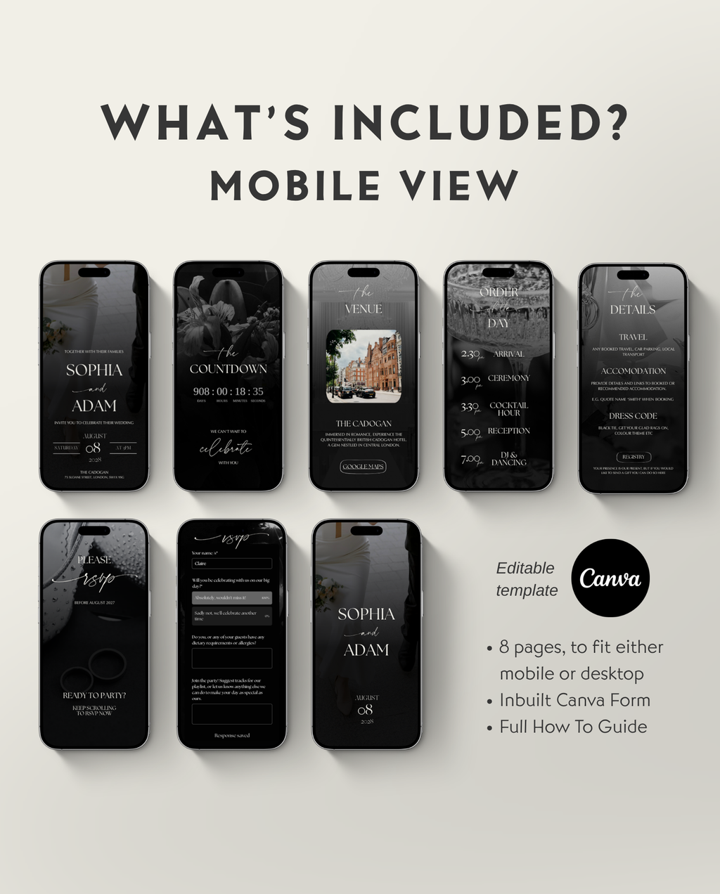 Interactive Wedding Invitation - Elegant Black