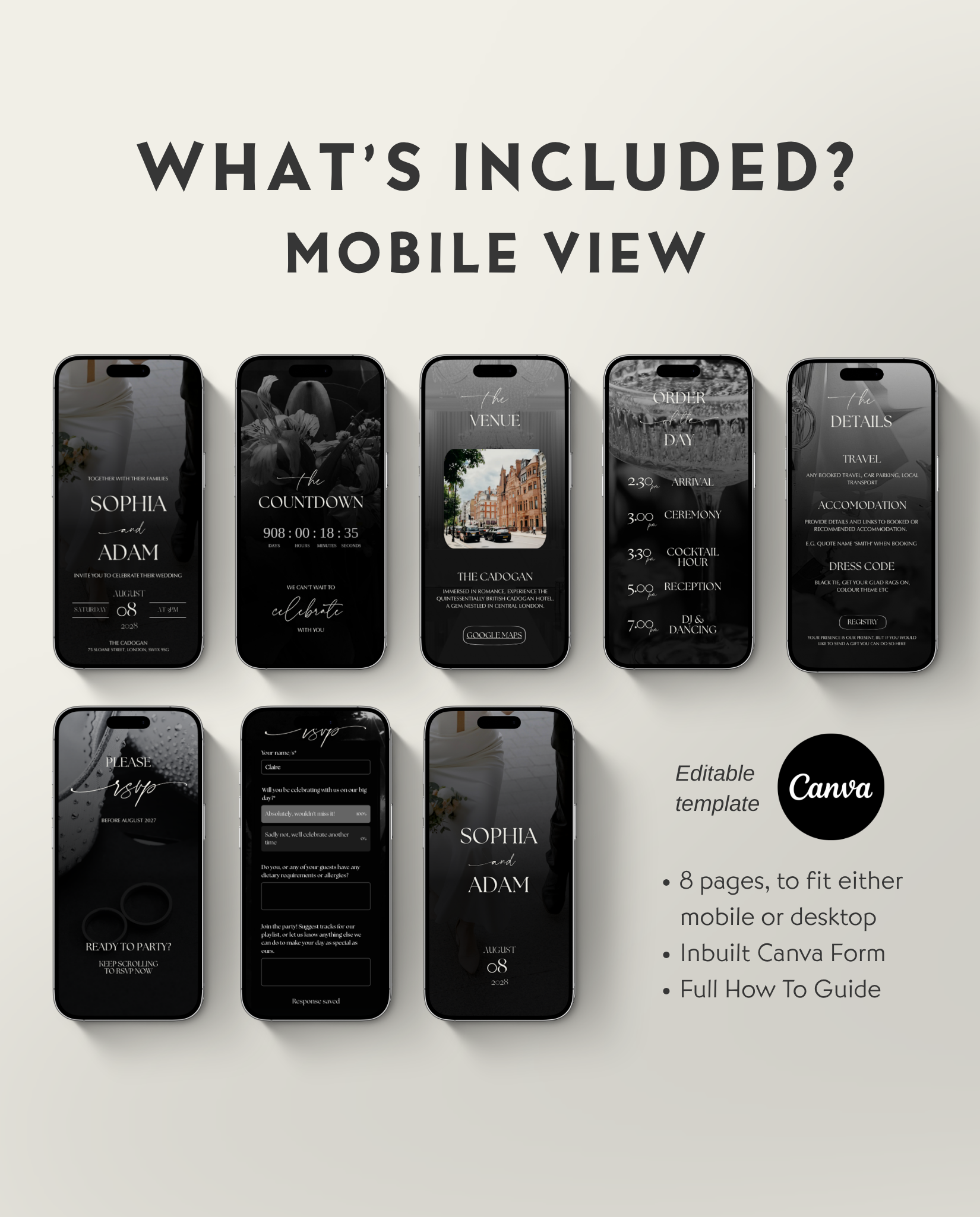Interactive Wedding Invitation - Elegant Black