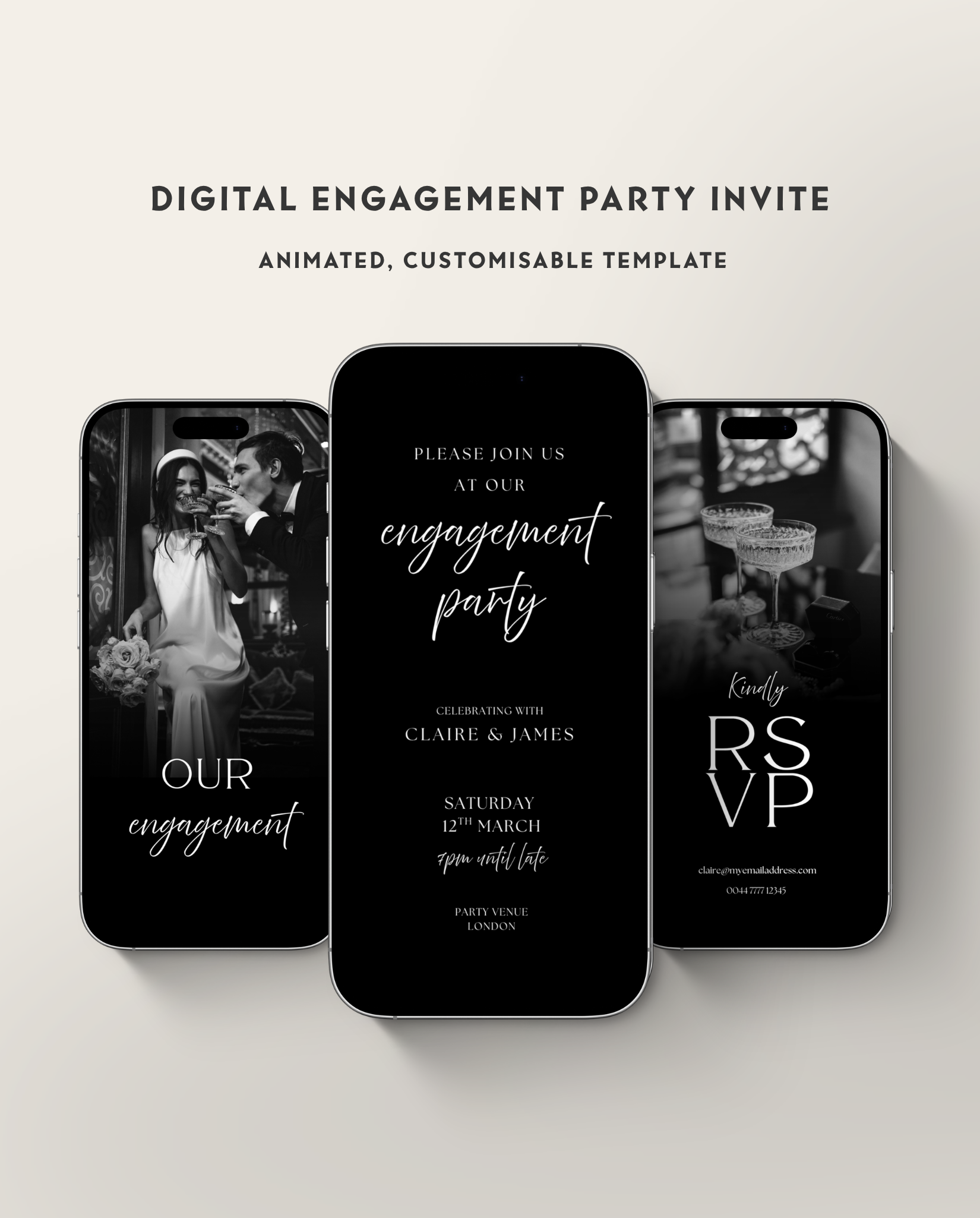 Engagement Party Invitation - Black