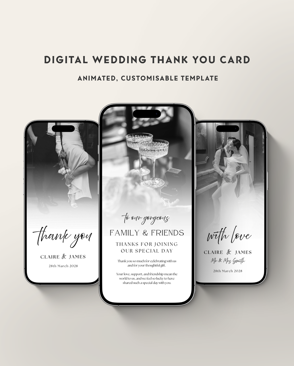 Wedding Thank You Card - White