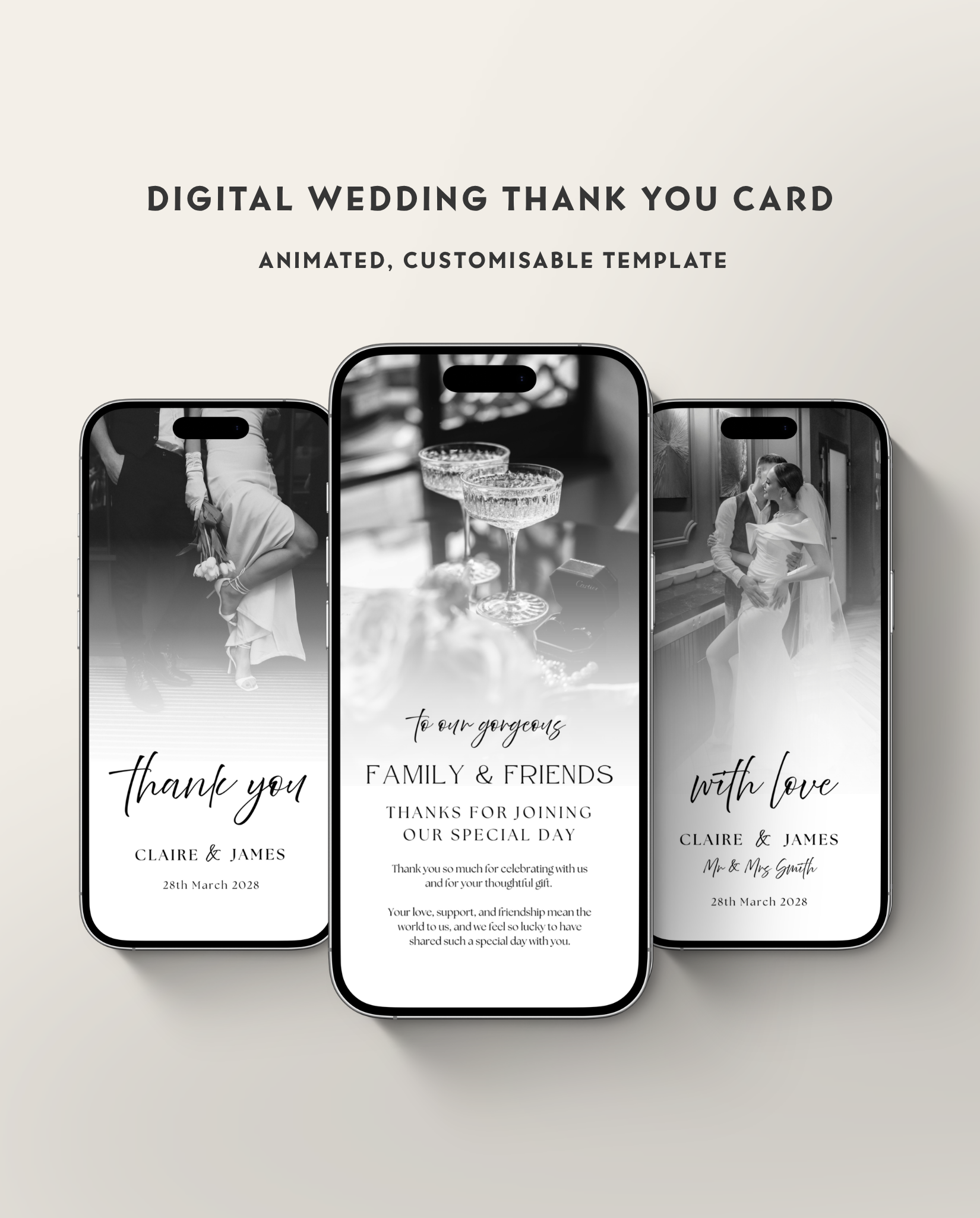Wedding Thank You Card - White
