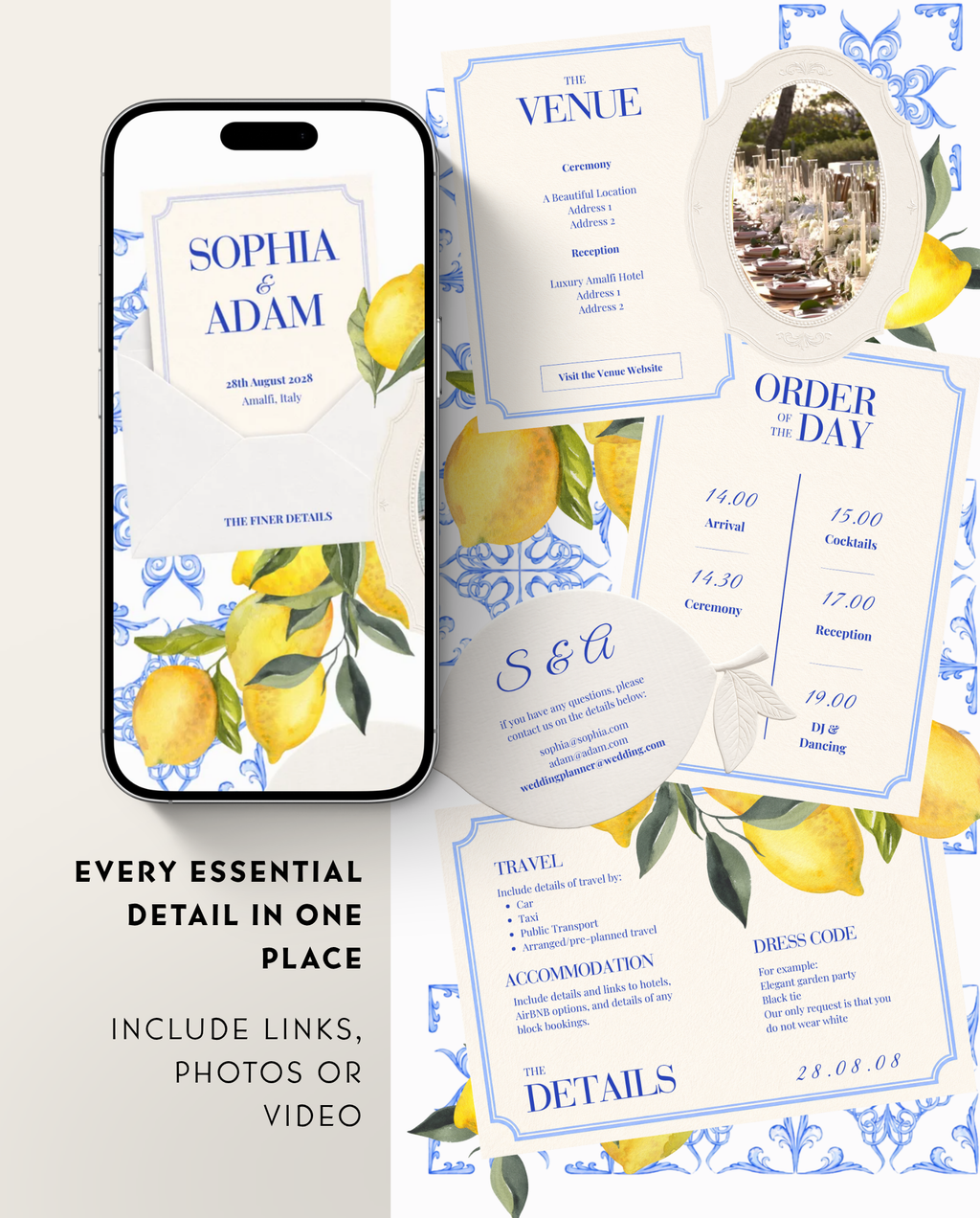Envelope Reveal Invitation Suite - La Dolce Vita