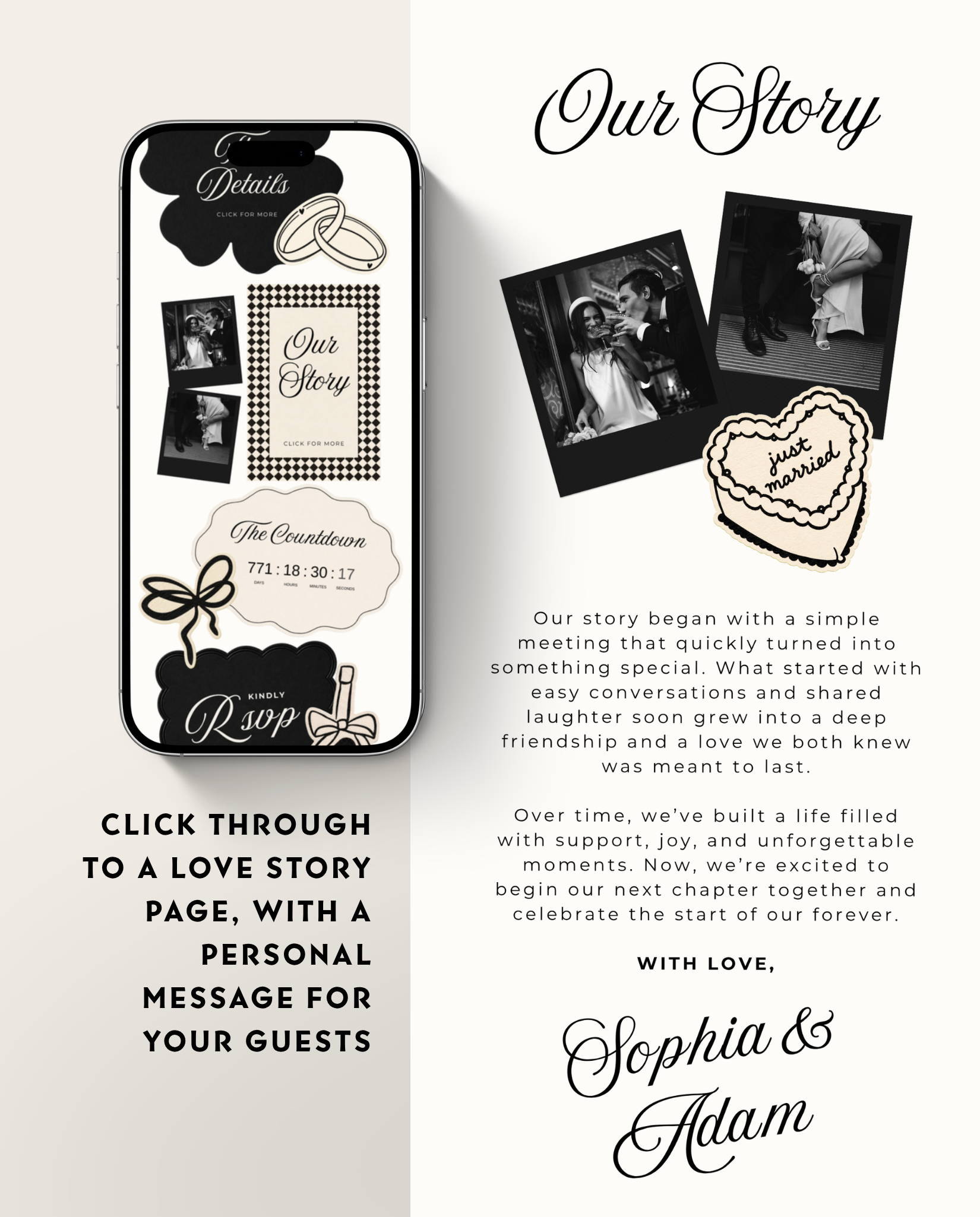 Envelope Reveal Invitation Suite - Black Tie & Bows