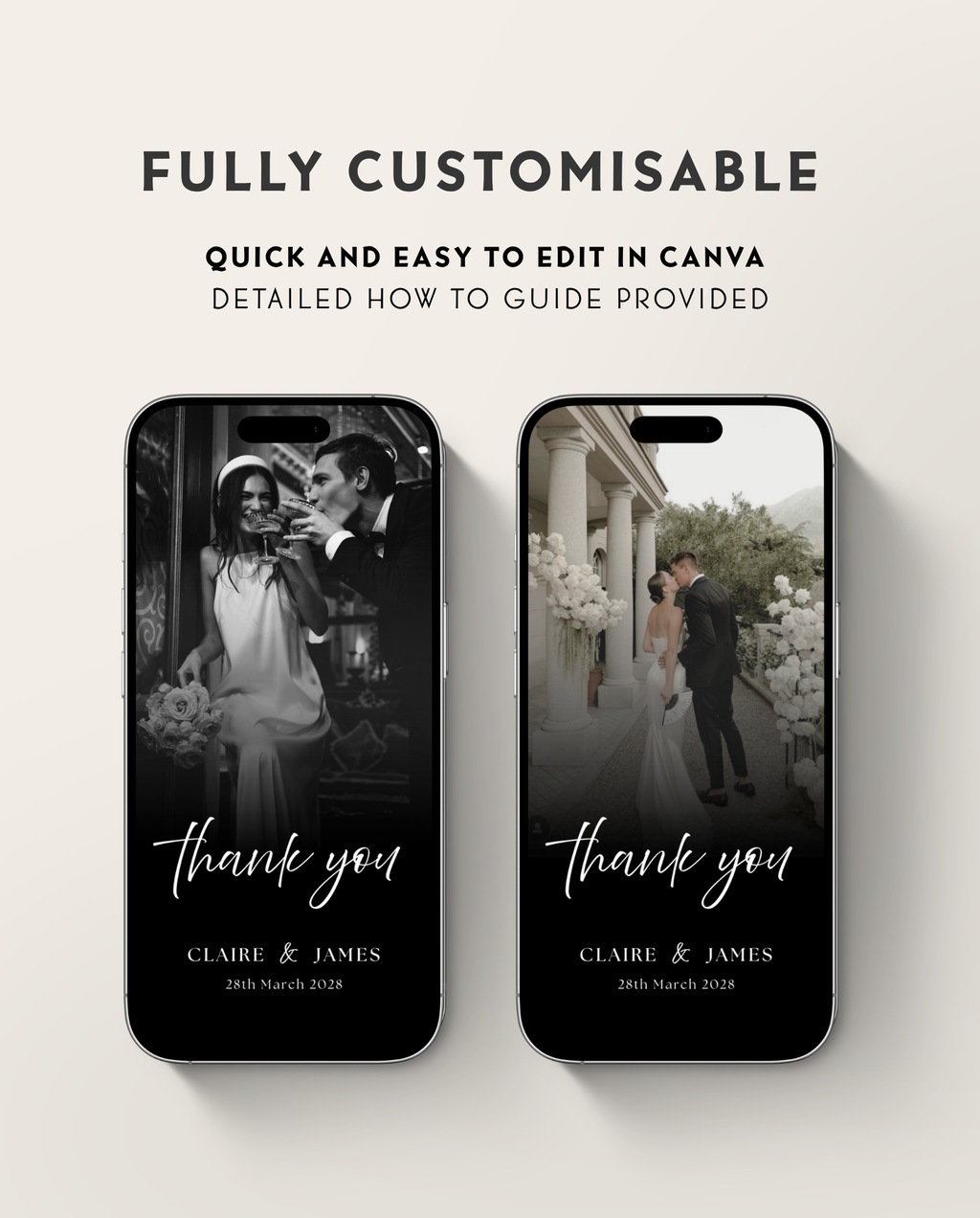 Wedding Thank You Card - Black