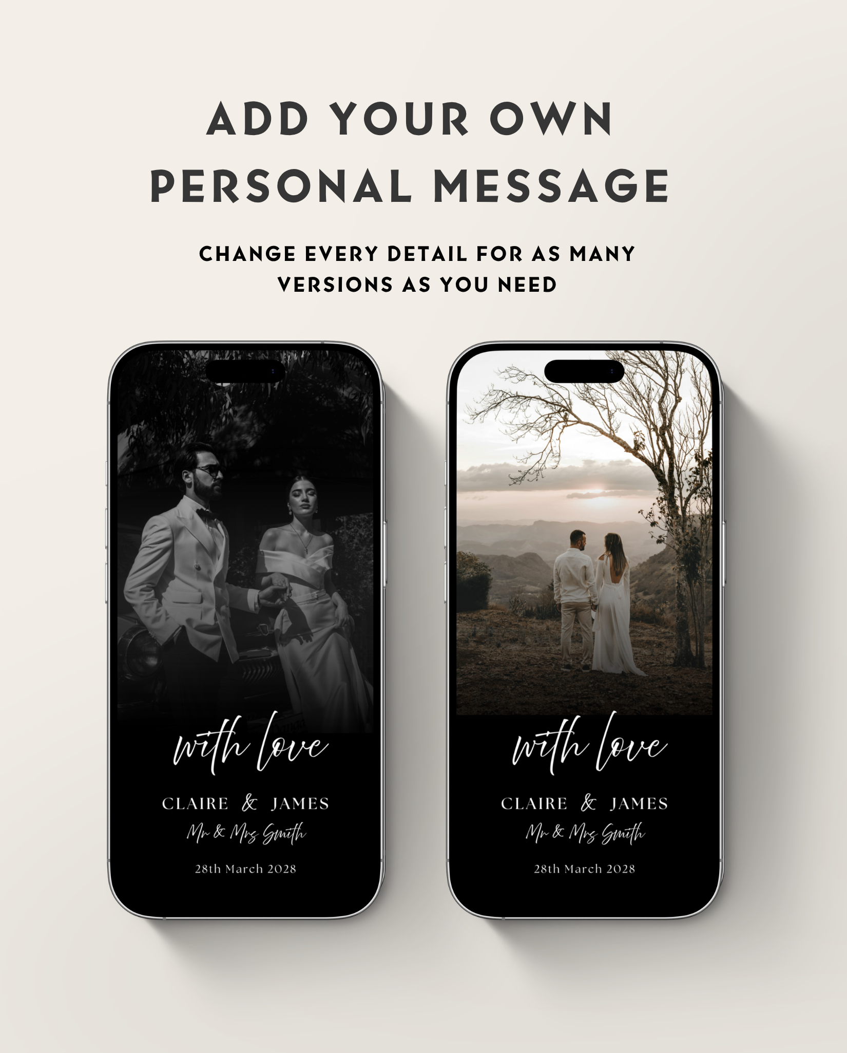 Wedding Thank You Card - Black