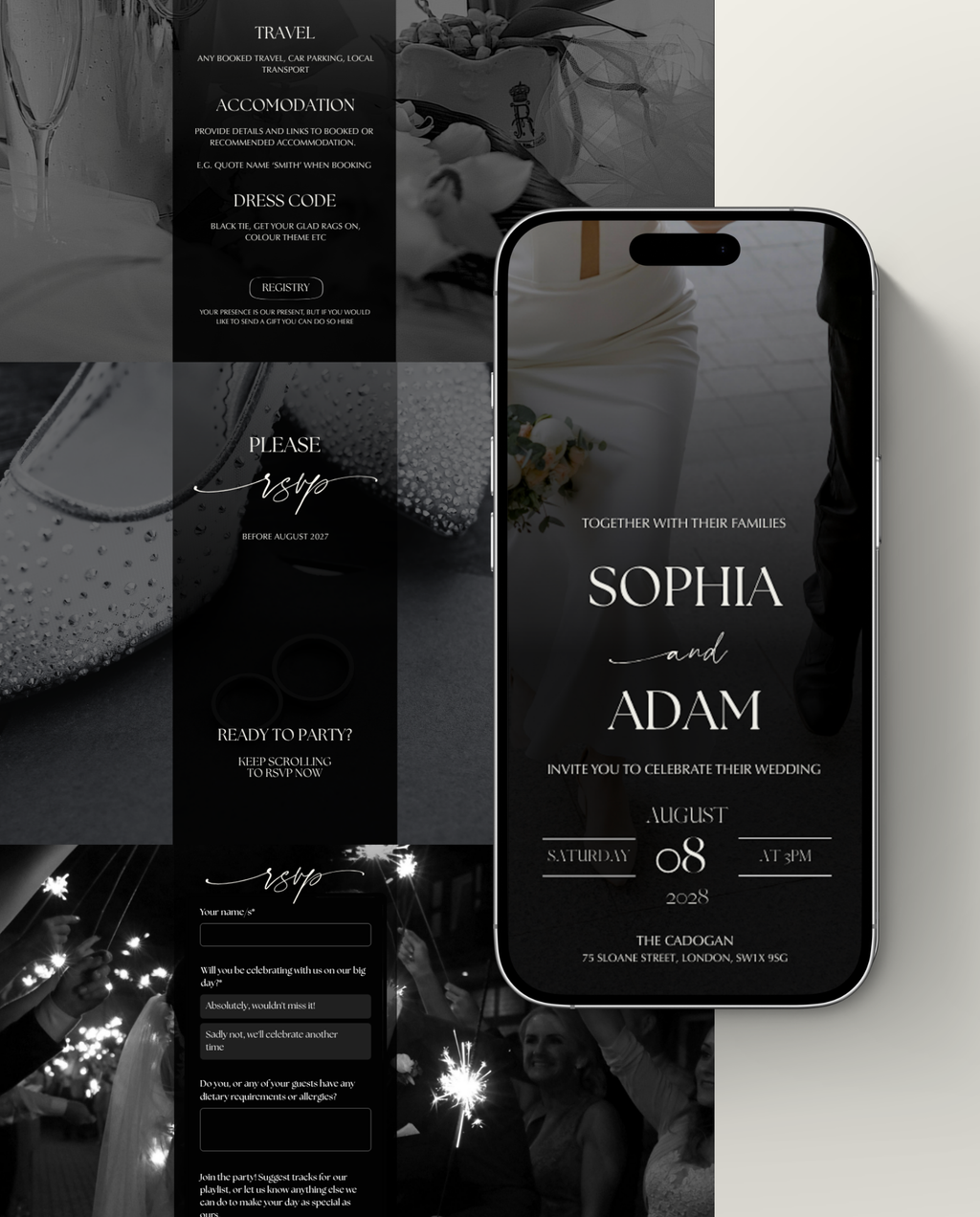 Interactive Wedding Invitation - Elegant Black