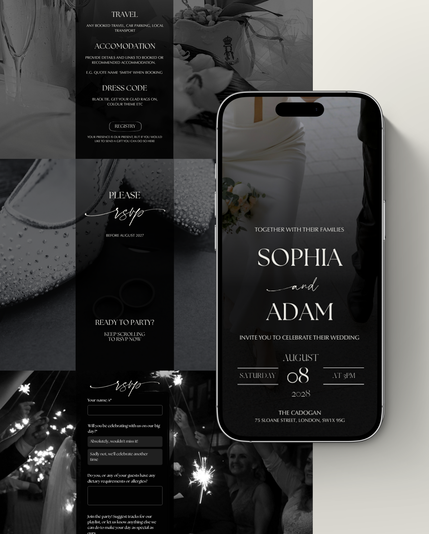 Interactive Wedding Invitation - Elegant Black