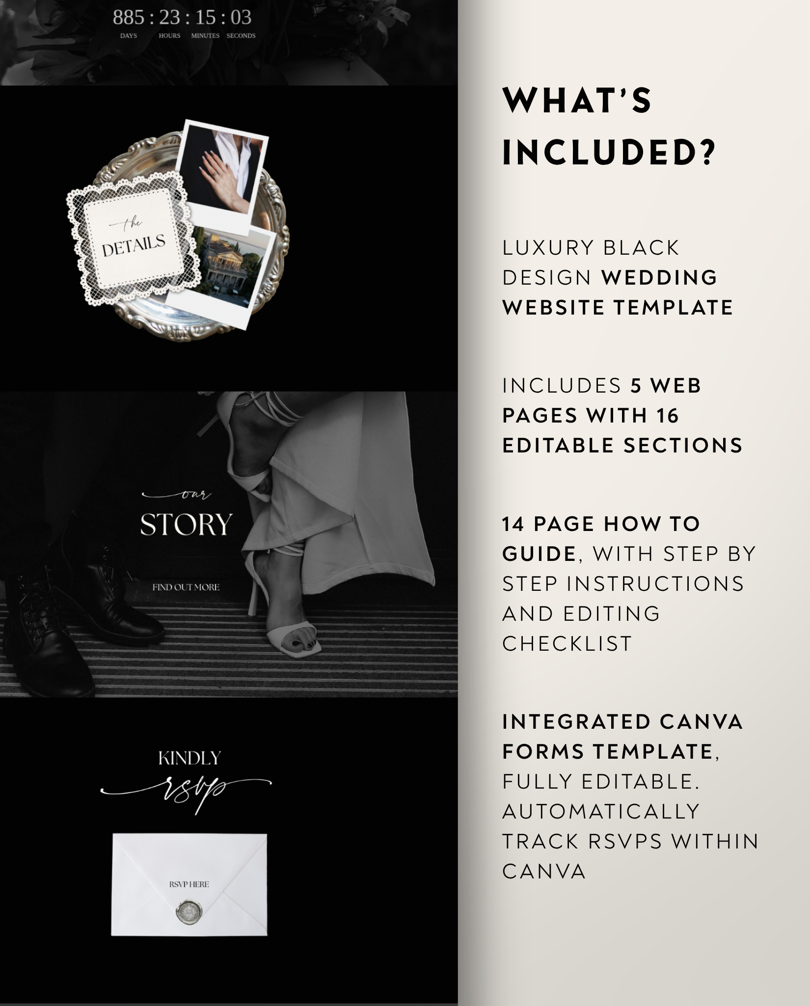 Wedding Website Template - Elegant Black