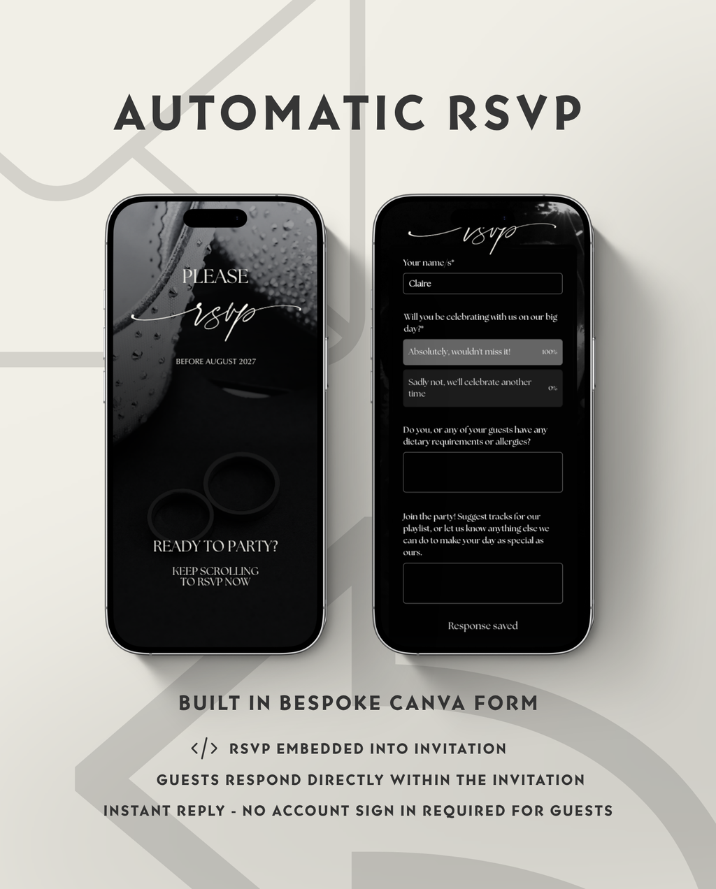 Interactive Wedding Invitation - Elegant Black