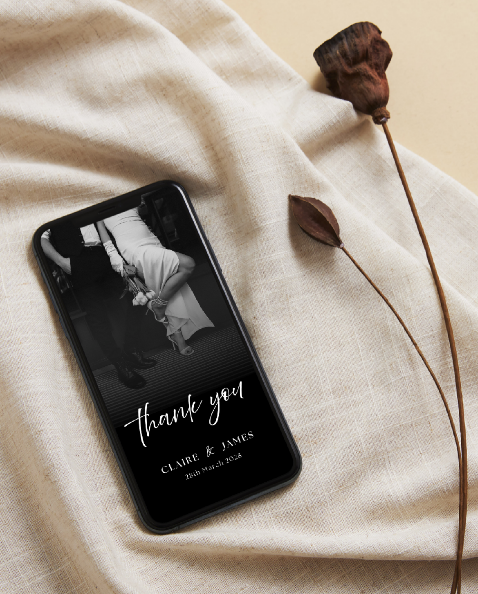 Wedding Thank You Card - Black