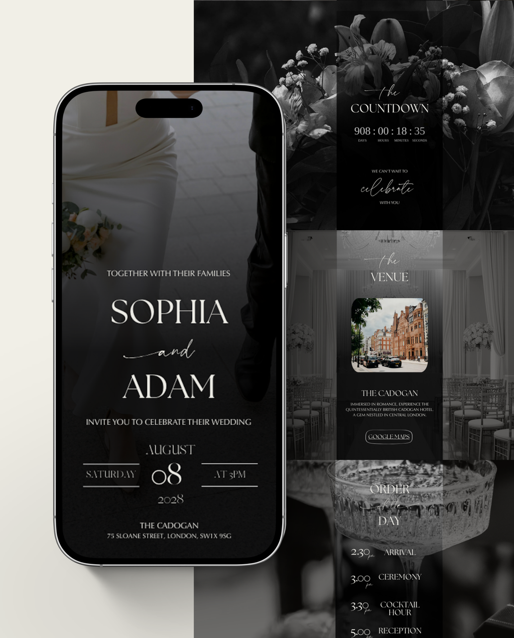 Interactive Wedding Invitation - Elegant Black