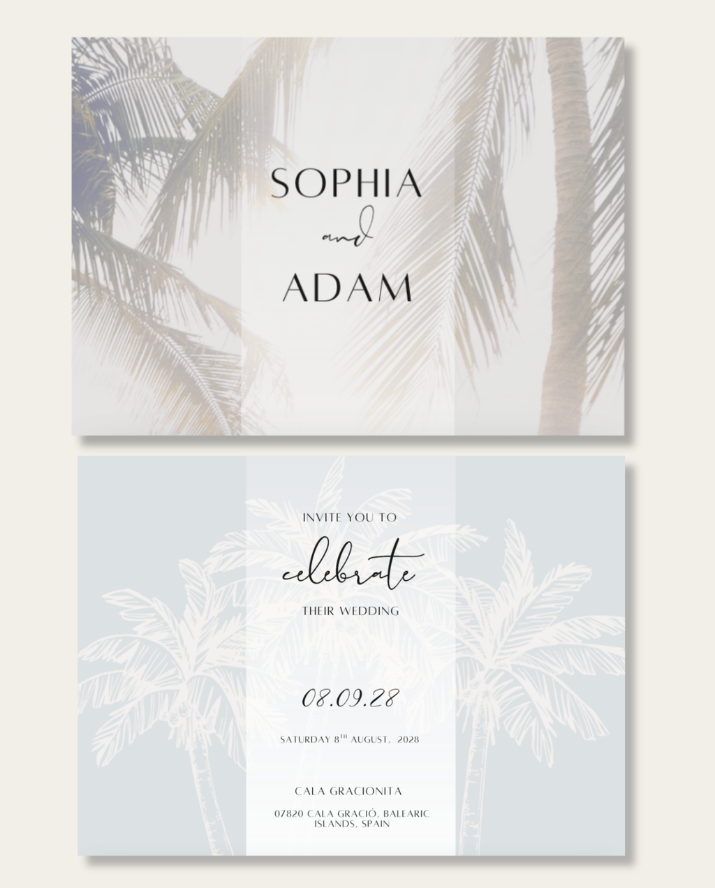 Interactive Wedding Invitation - Dusty Palms