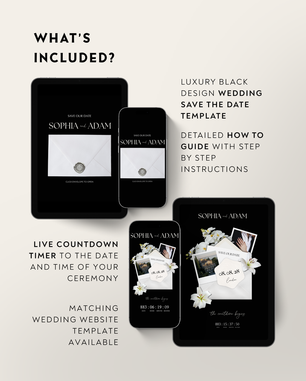 Save the Date - Elegant Black