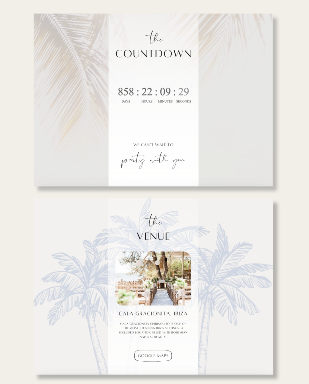 Interactive Wedding Invitation - Dusty Palms