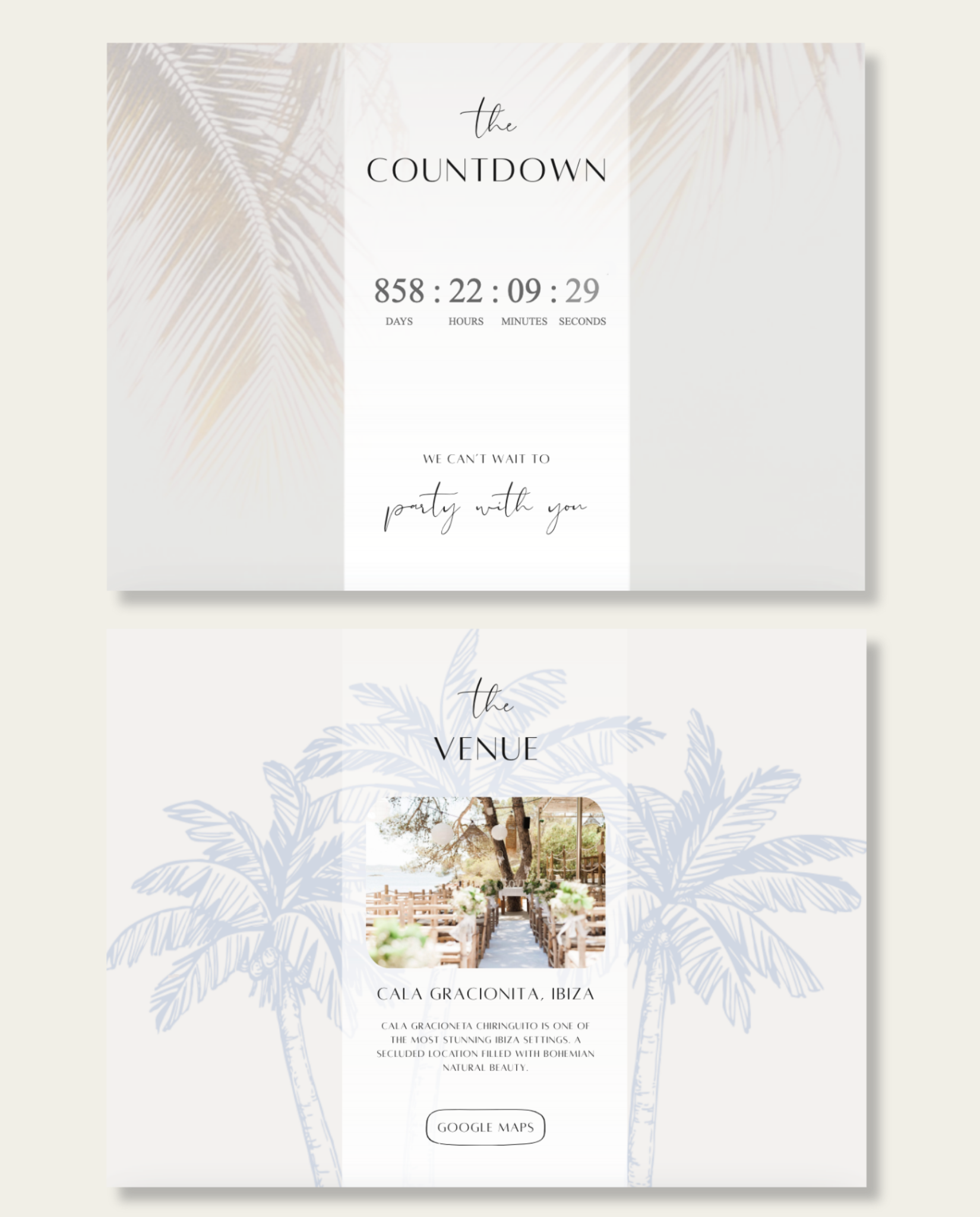 Interactive Wedding Invitation - Dusty Palms