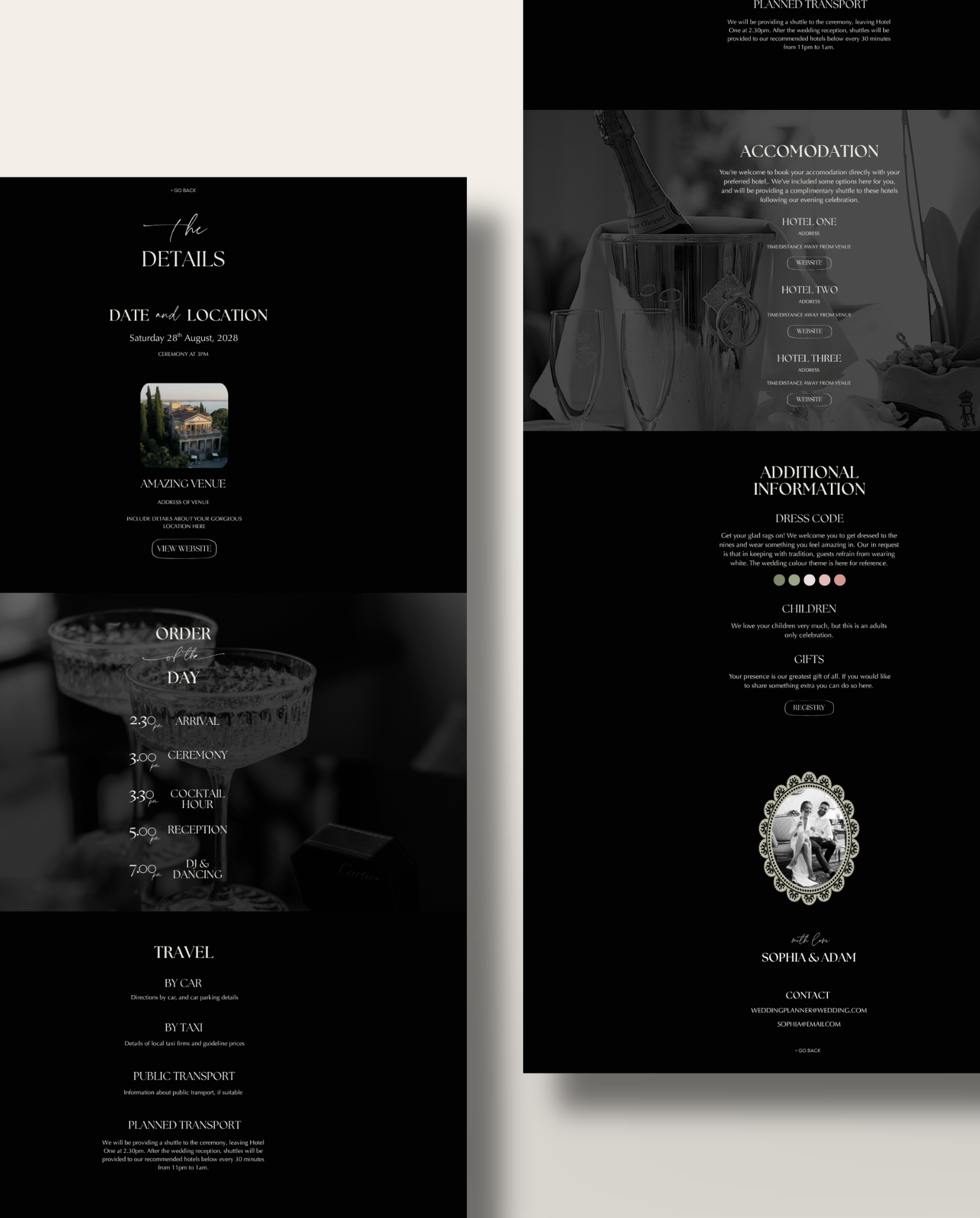 Wedding Website Template - Elegant Black