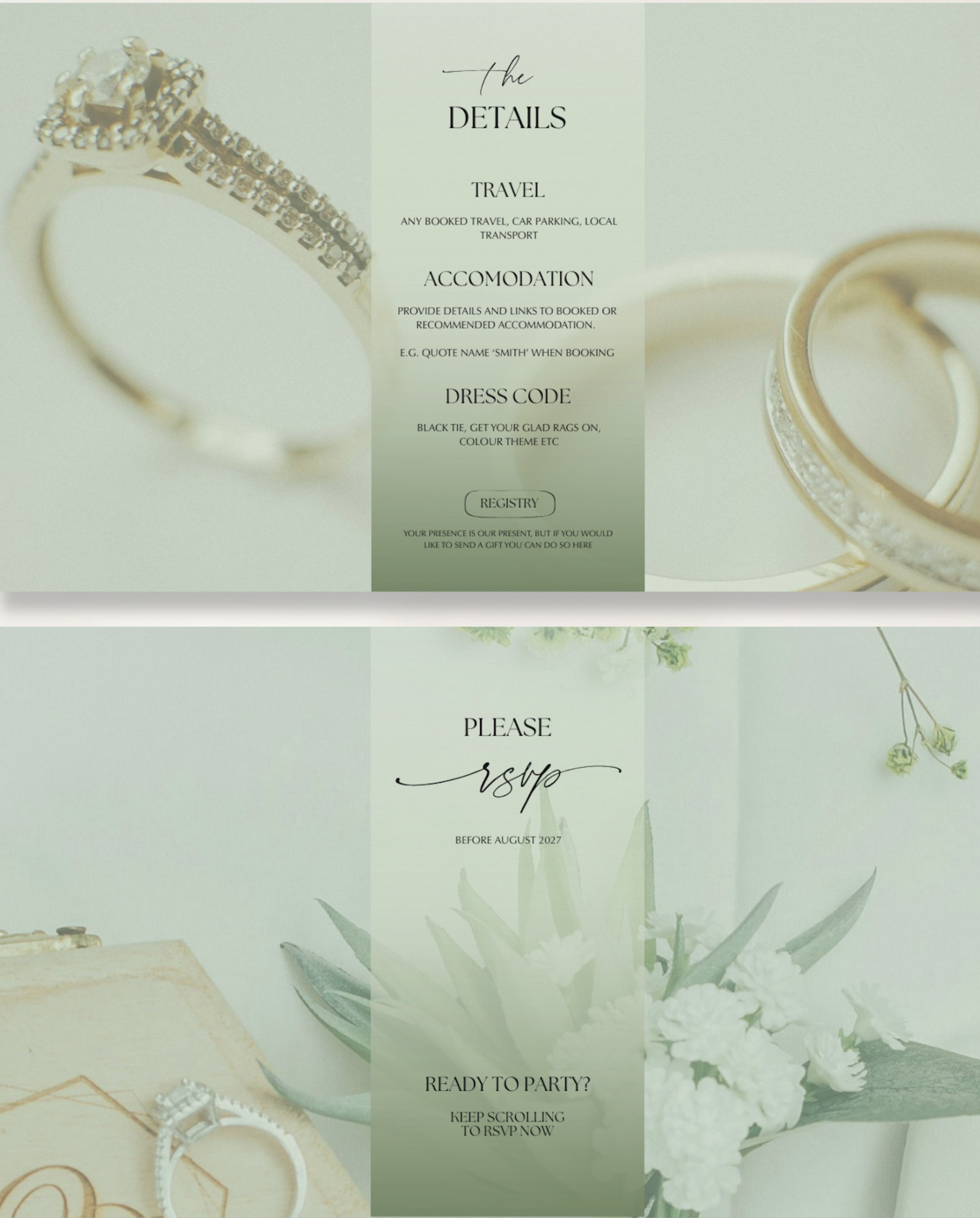 Interactive Wedding Invitation - Elegant Green