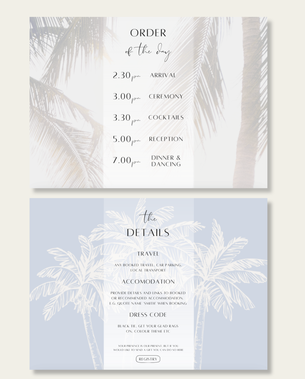 Interactive Wedding Invitation - Dusty Palms