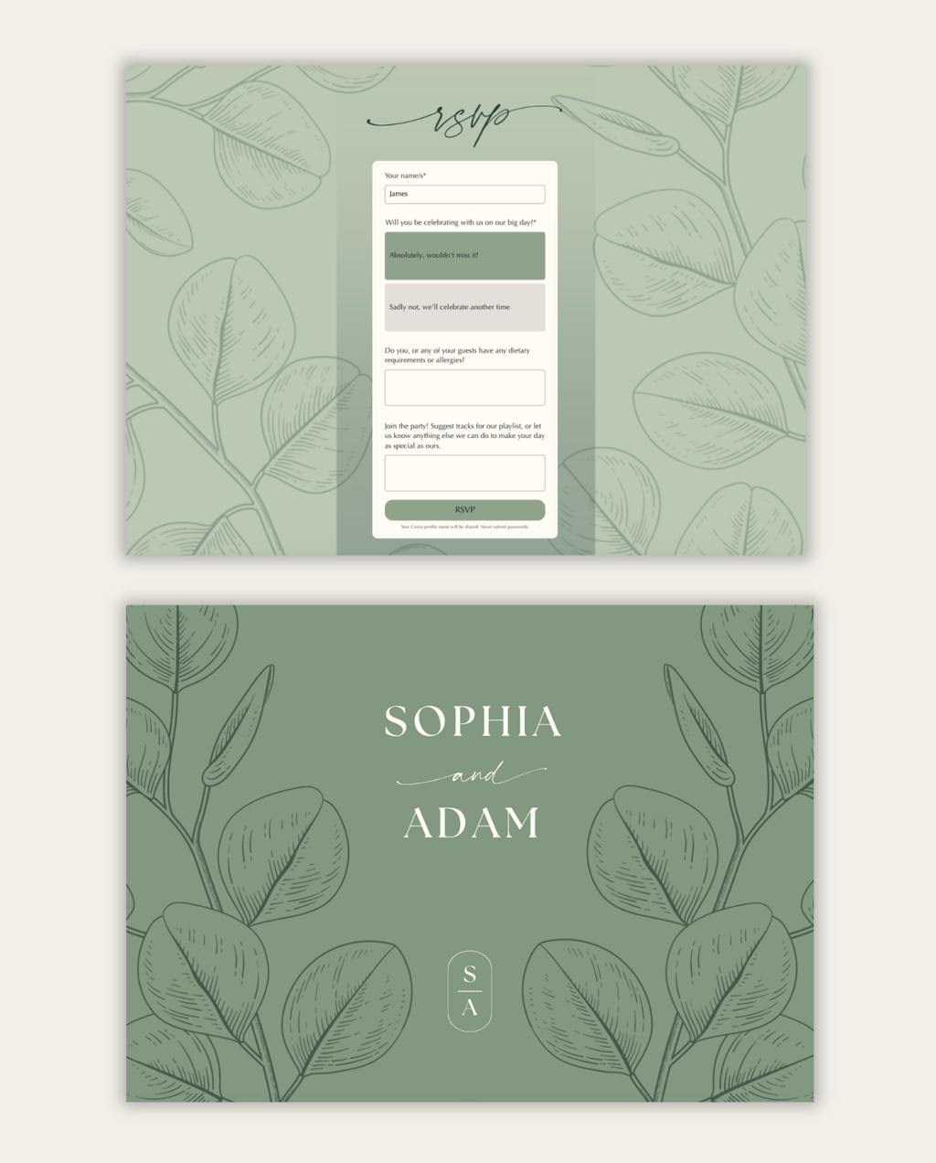 Interactive Wedding Invitation - Eucalyptus