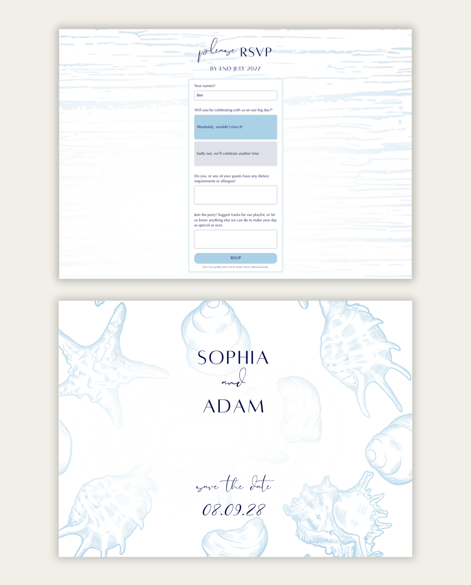 Interactive Wedding Invitation - Toast on the Coast