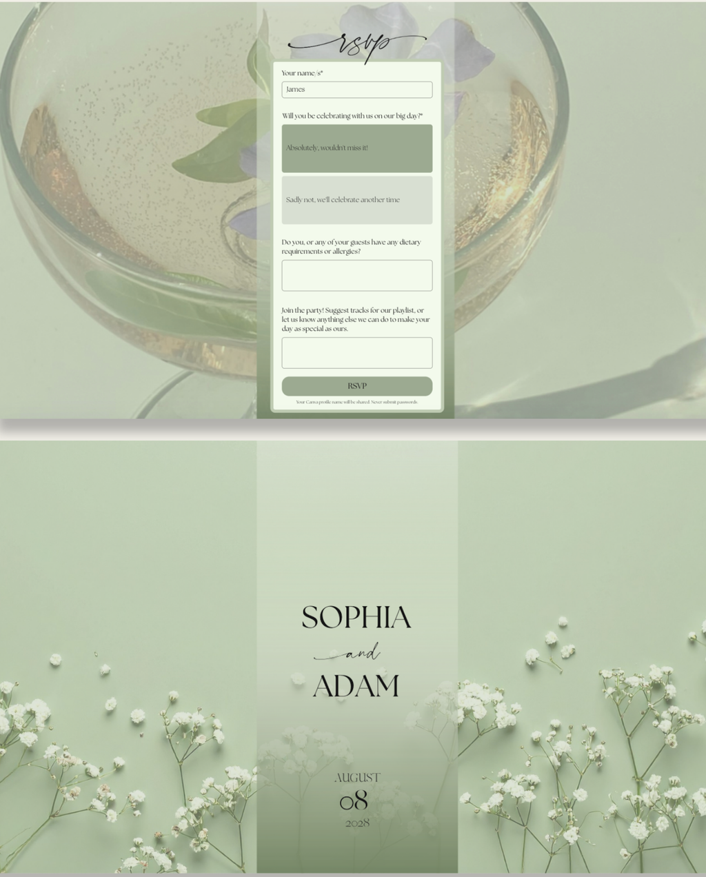 Interactive Wedding Invitation - Elegant Green