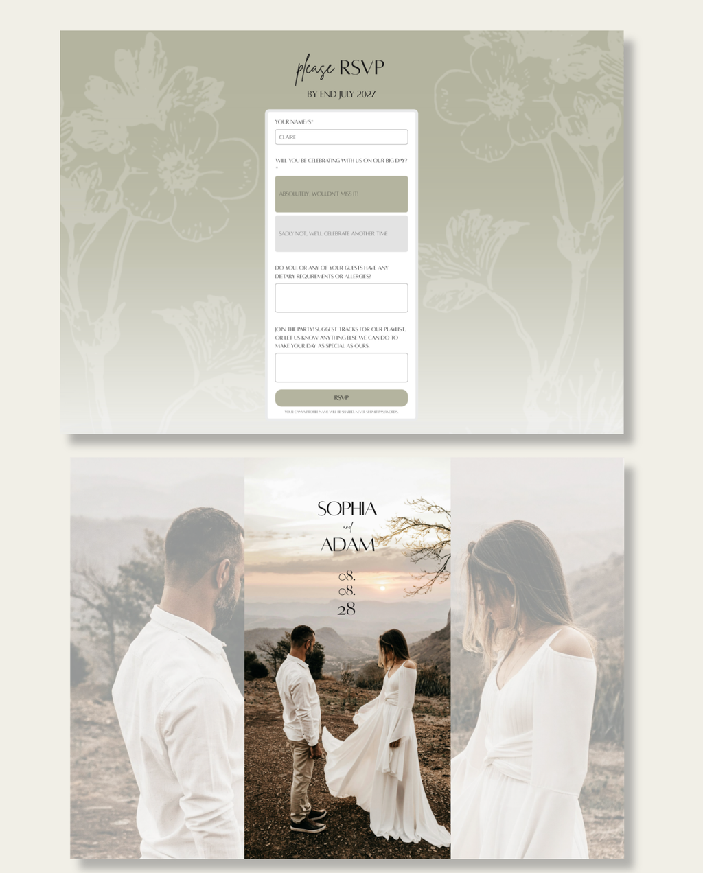 Interactive Wedding Invitation - Rustic Sage