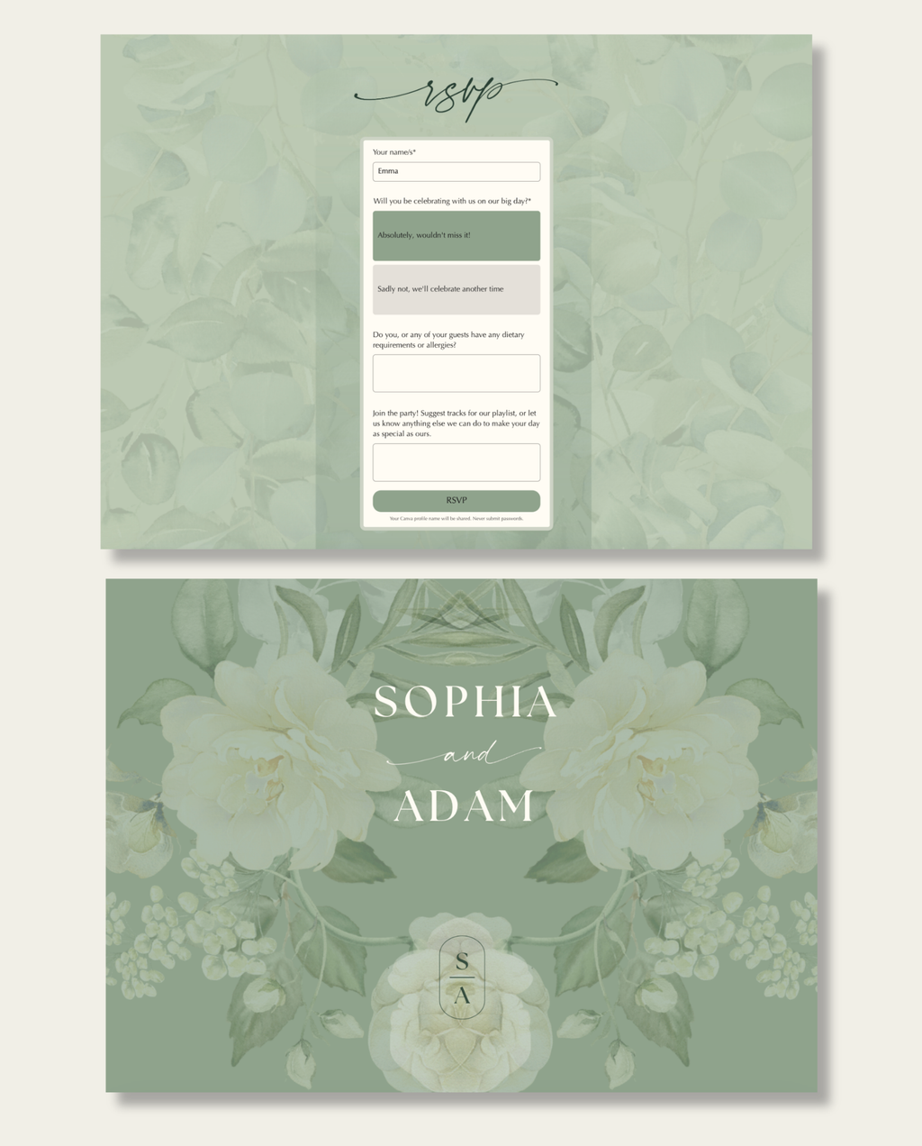 Interactive Wedding Invitation - Floral Eucalyptus