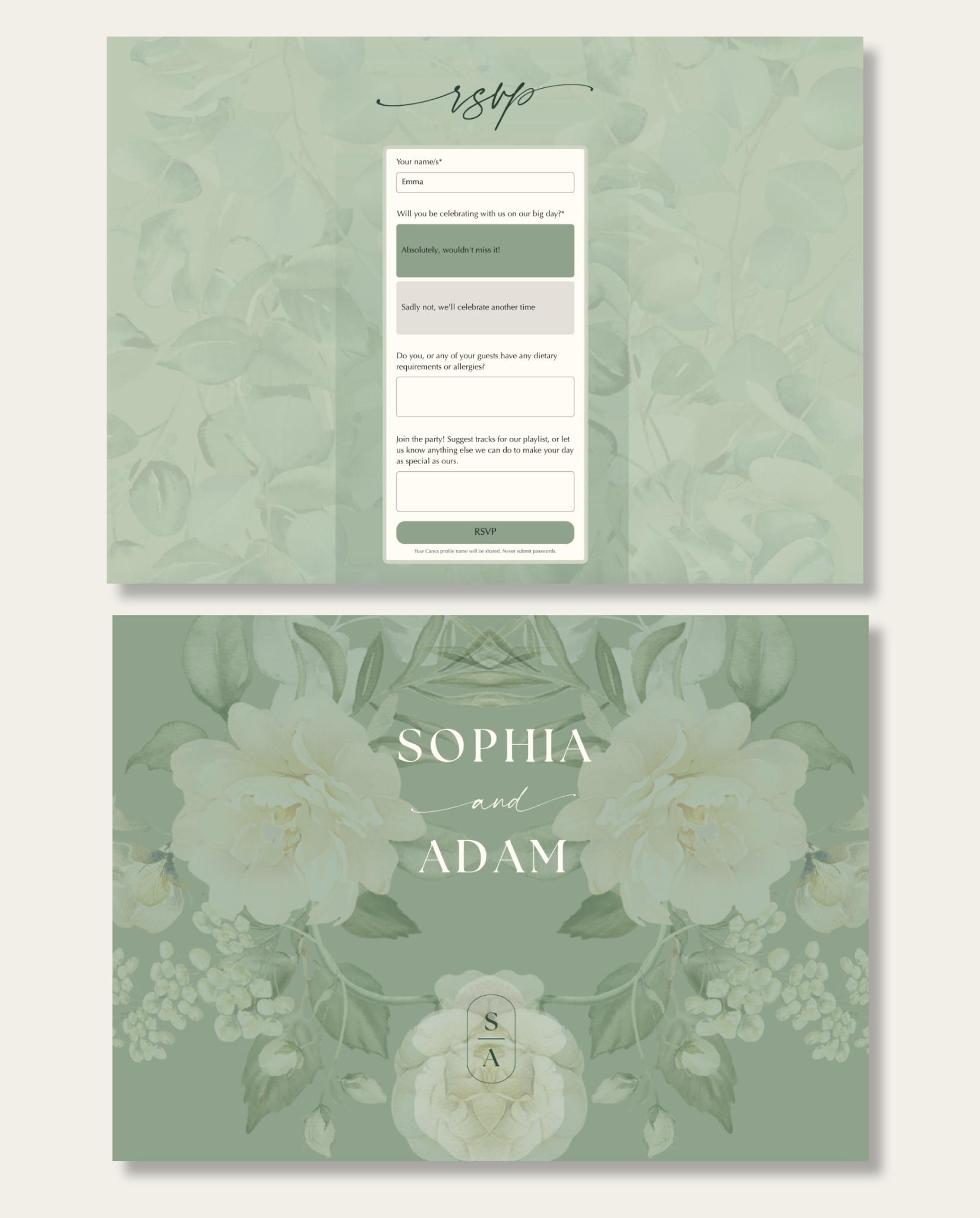 Interactive Wedding Invitation - Floral Eucalyptus