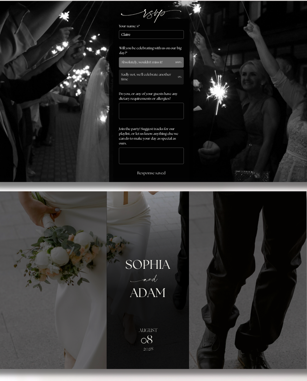 Interactive Wedding Invitation - Elegant Black