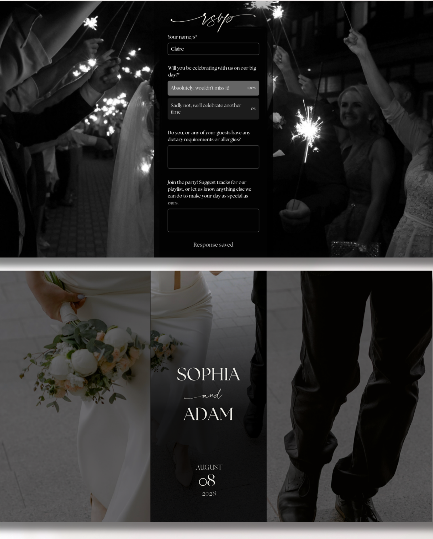 Interactive Wedding Invitation - Elegant Black