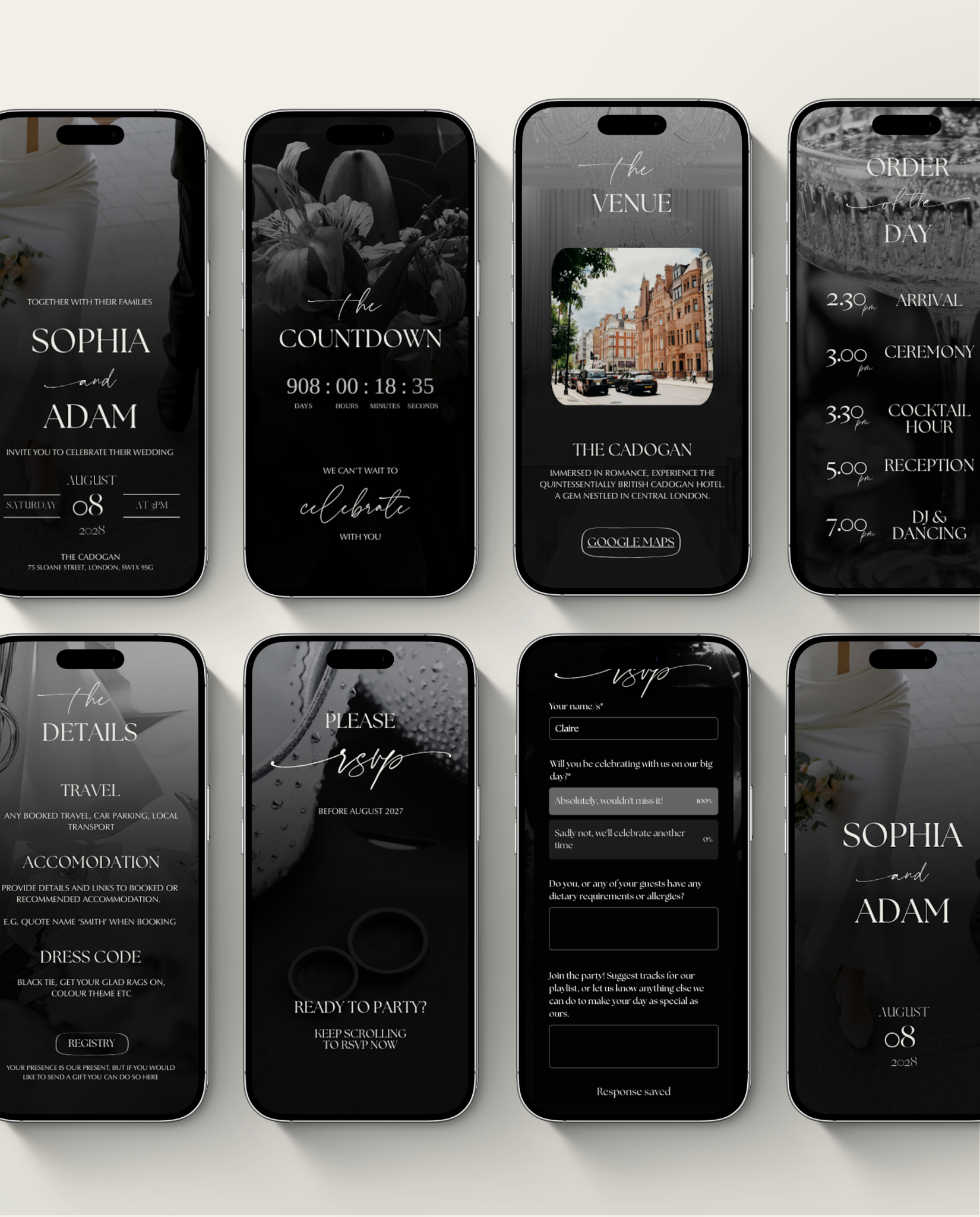 Interactive Wedding Invitation - Elegant Black