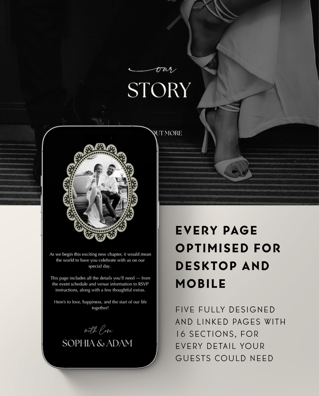 Wedding Website Template - Elegant Black