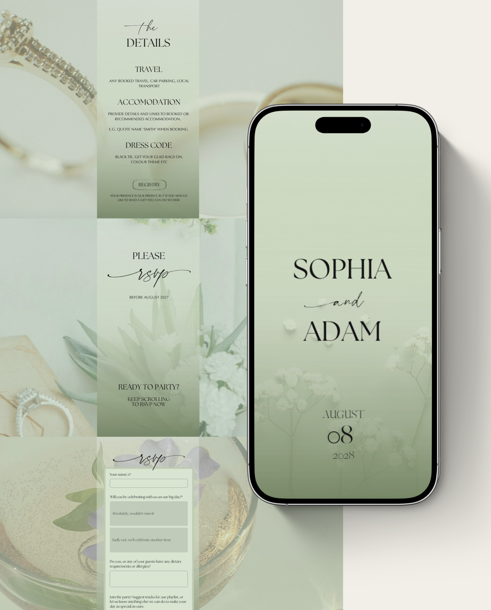 Interactive Wedding Invitation - Elegant Green