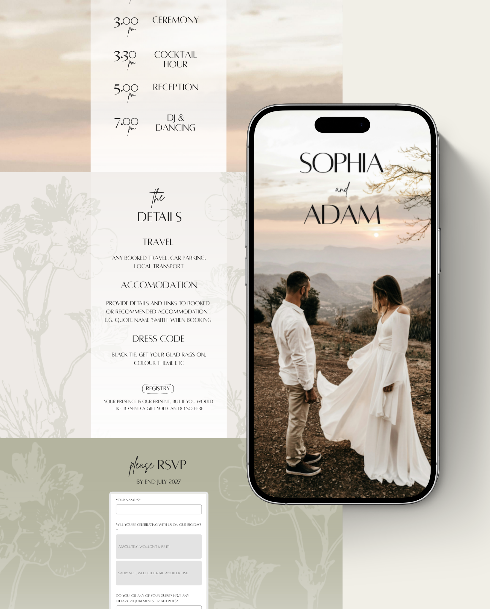 Interactive Wedding Invitation - Rustic Sage