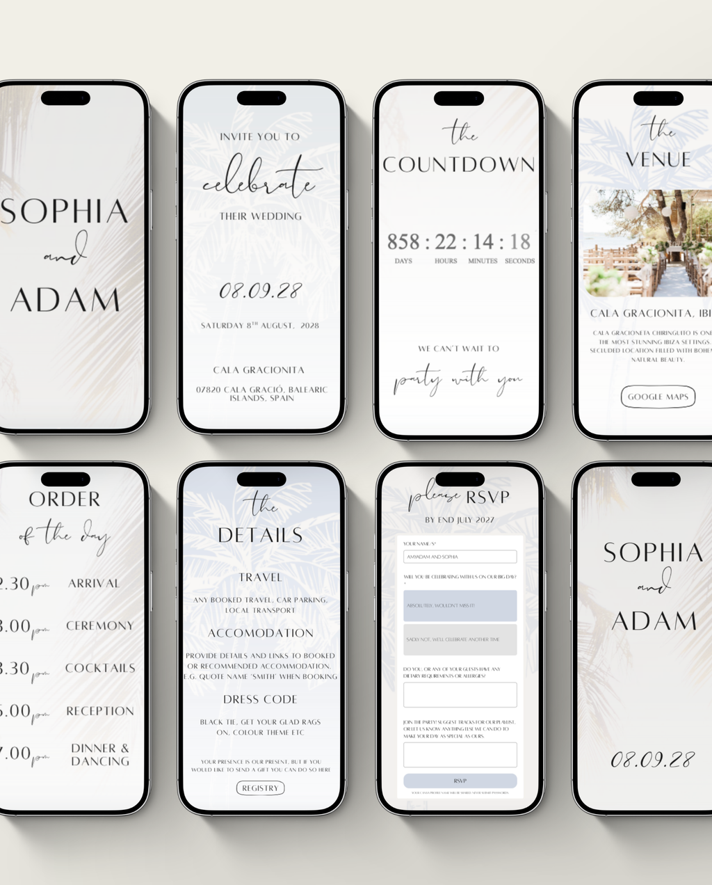 Interactive Wedding Invitation - Dusty Palms