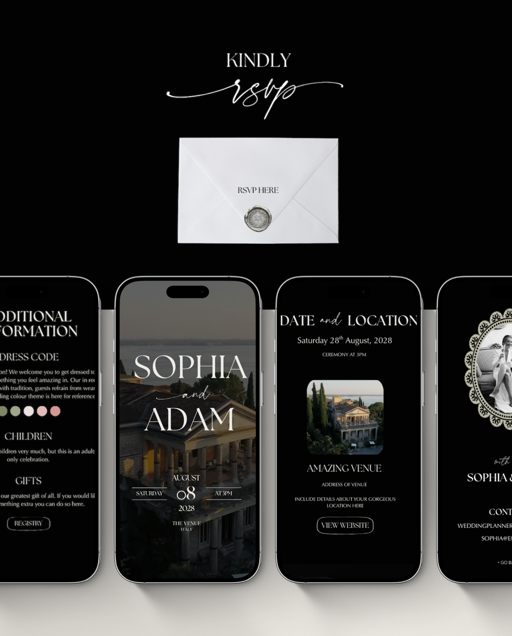 Wedding Website Template - Elegant Black