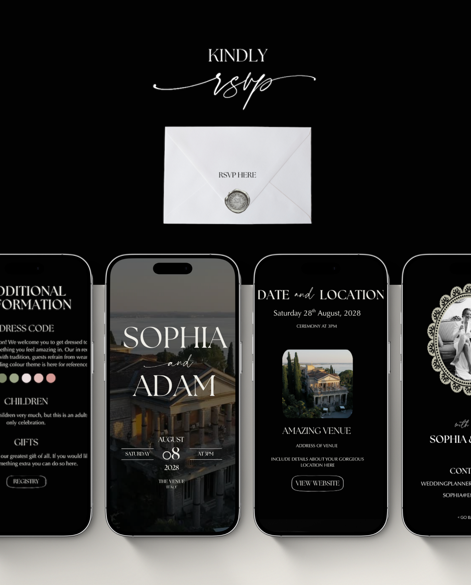Wedding Website Template - Elegant Black