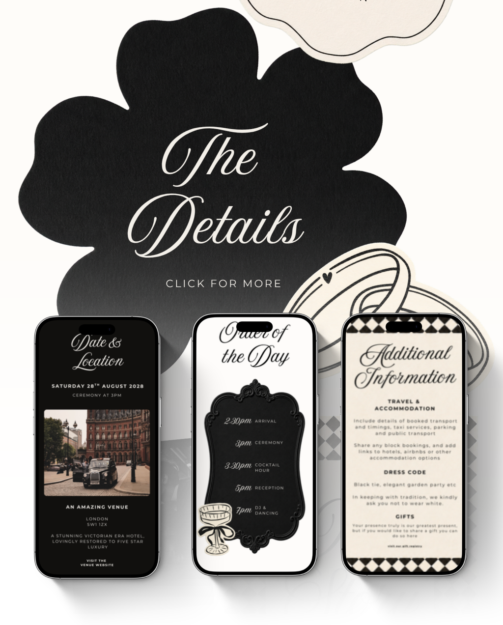 Envelope Reveal Invitation Suite - Black Tie & Bows