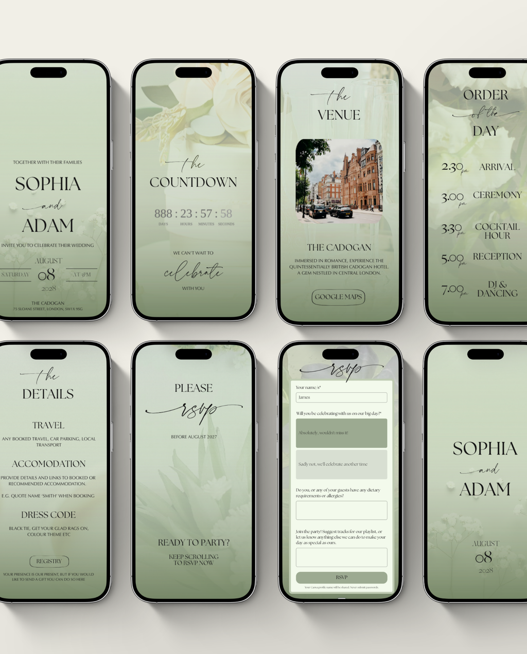 Interactive Wedding Invitation - Elegant Green