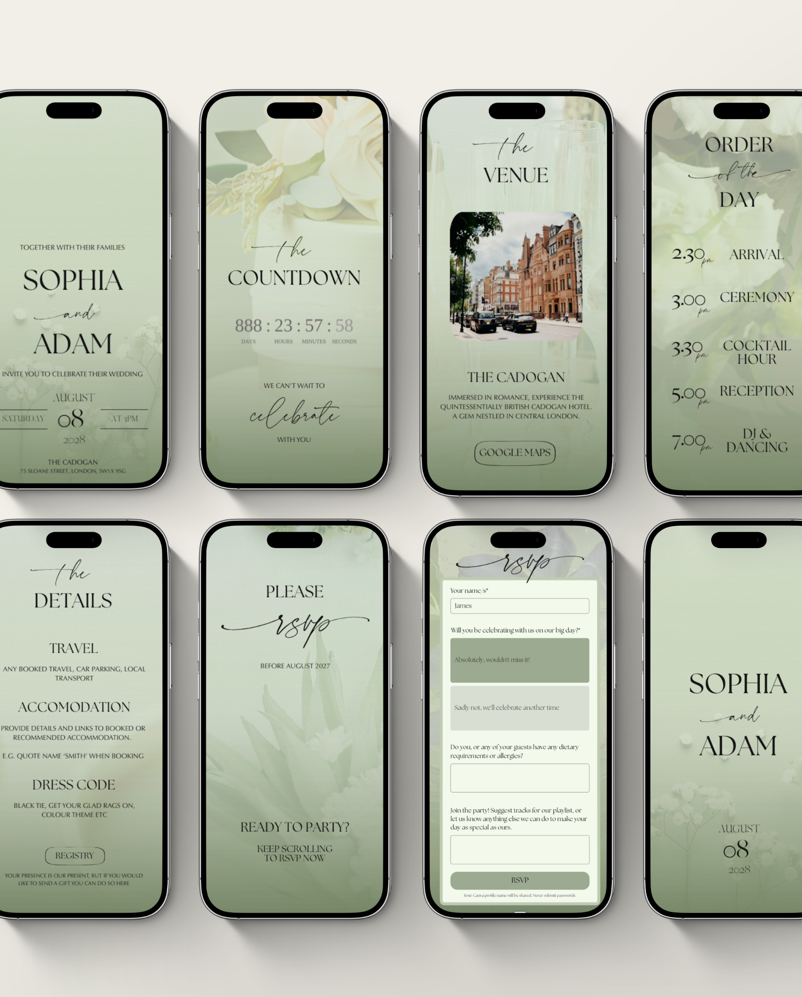 Interactive Wedding Invitation - Elegant Green