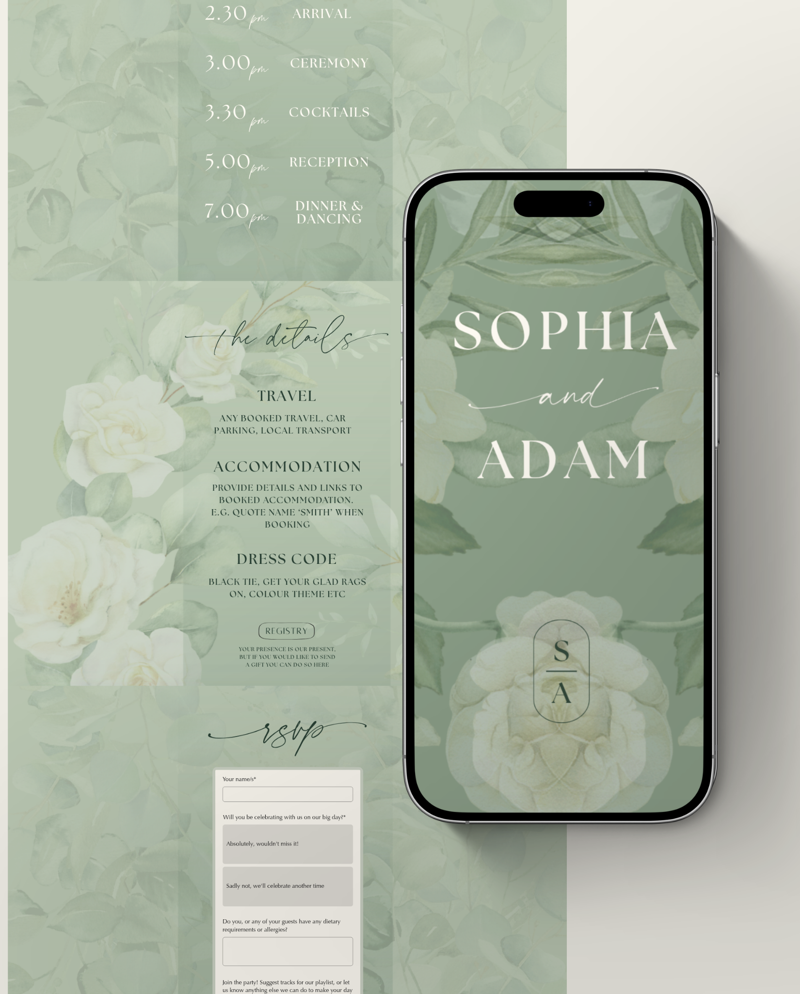 Interactive Wedding Invitation - Floral Eucalyptus