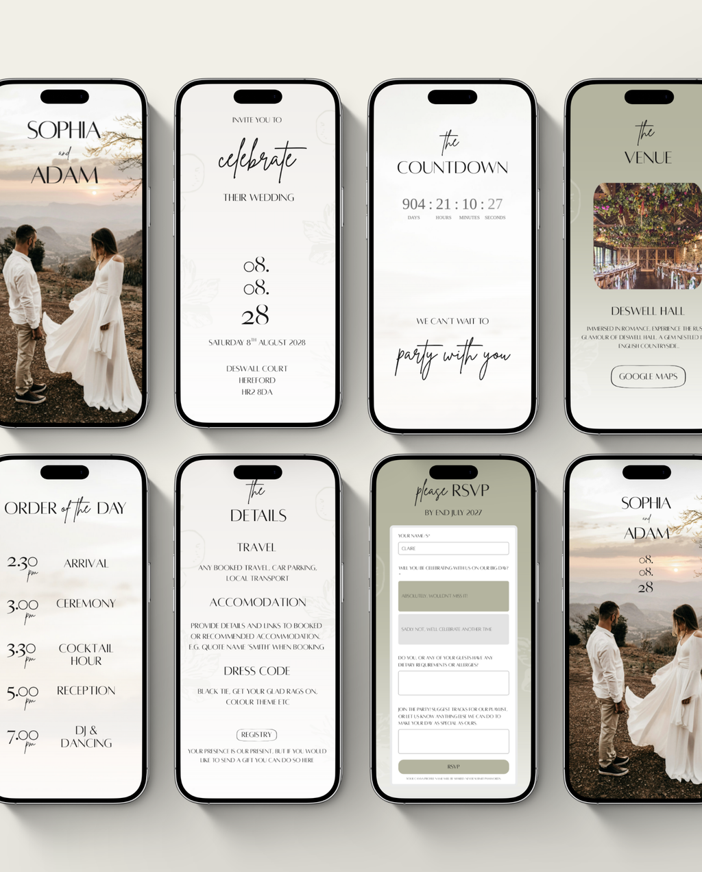 Interactive Wedding Invitation - Rustic Sage
