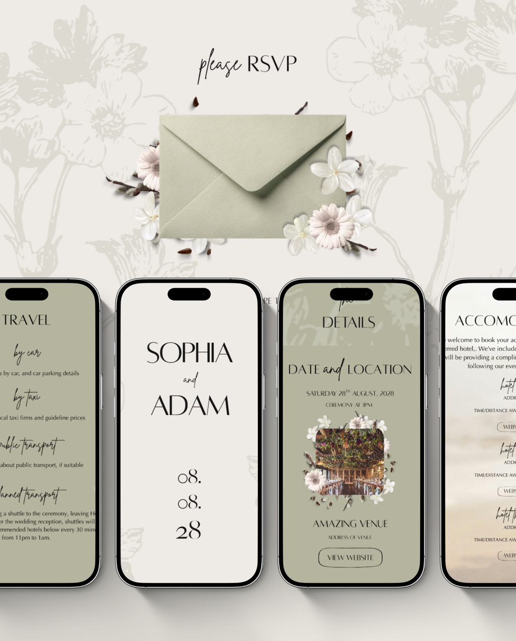 Wedding Website Template - Rustic Sage