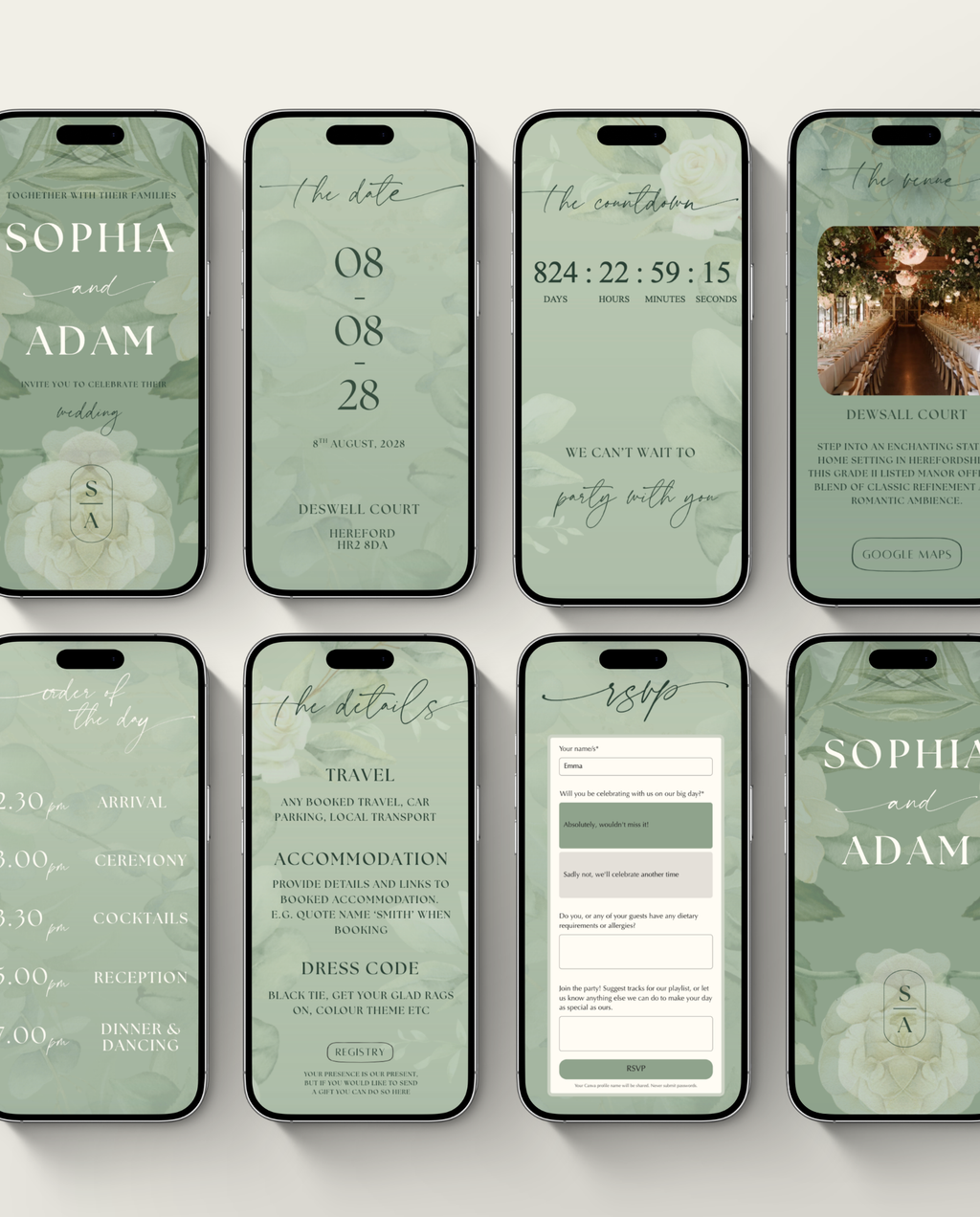 Interactive Wedding Invitation - Floral Eucalyptus