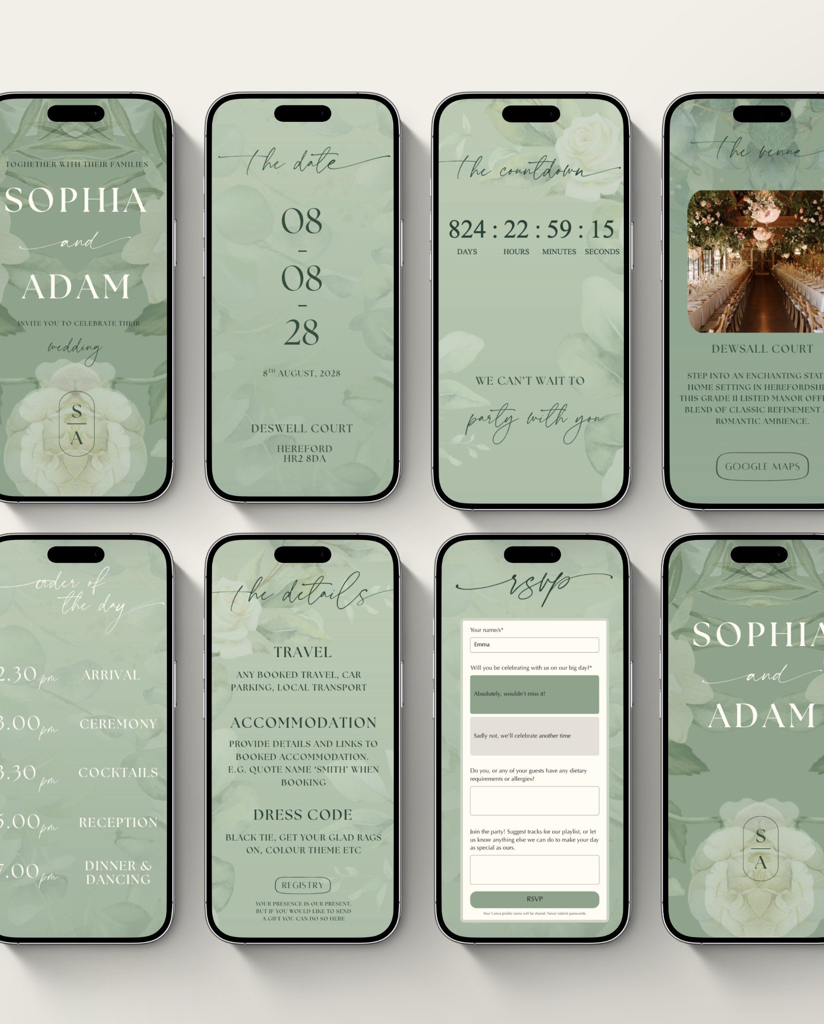 Interactive Wedding Invitation - Floral Eucalyptus