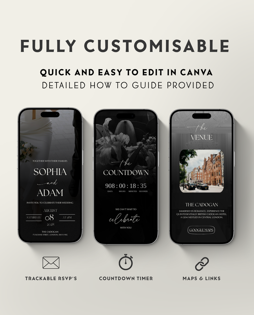 Interactive Wedding Invitation - Elegant Black