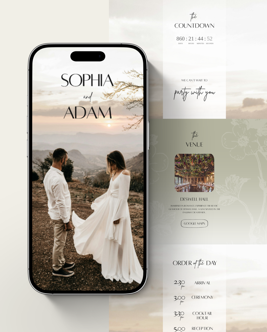 Interactive Wedding Invitation - Rustic Sage