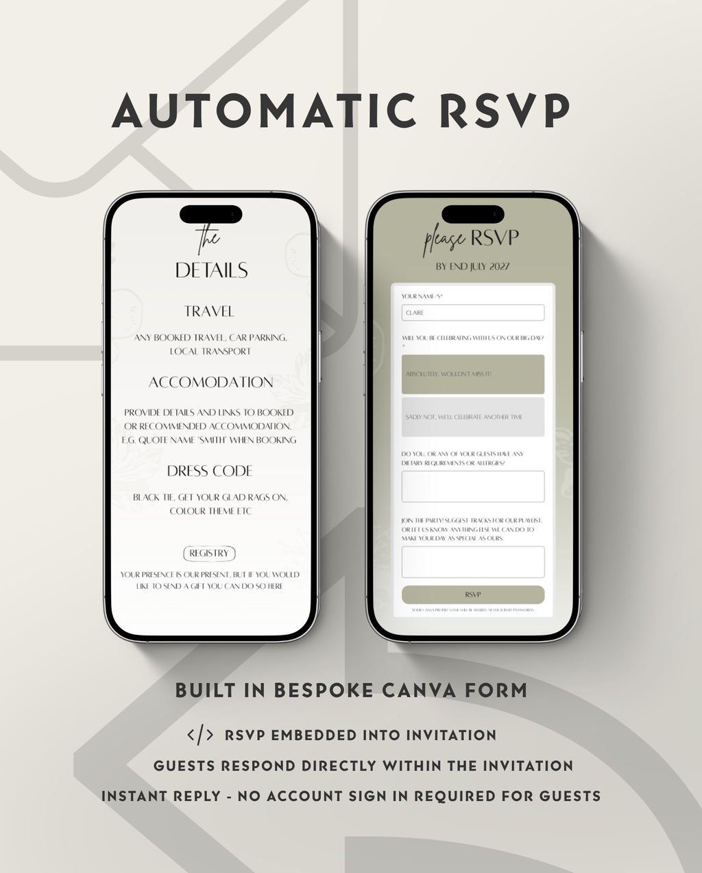 Interactive Wedding Invitation - Rustic Sage
