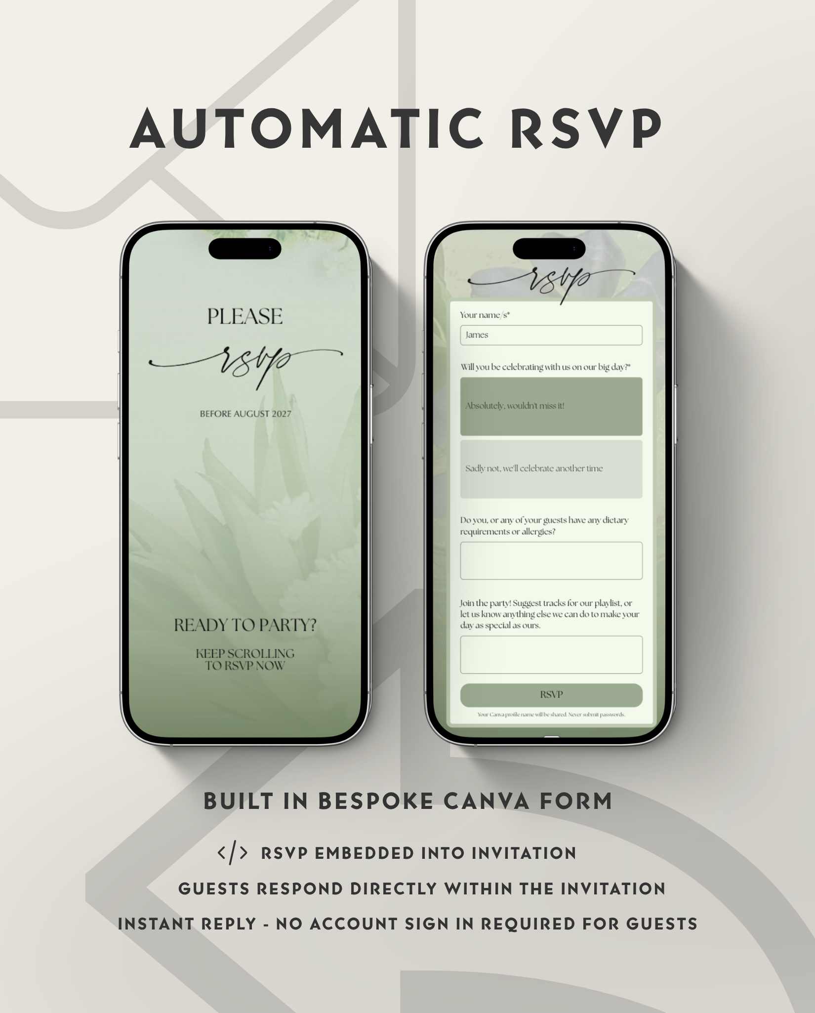 Interactive Wedding Invitation - Elegant Green